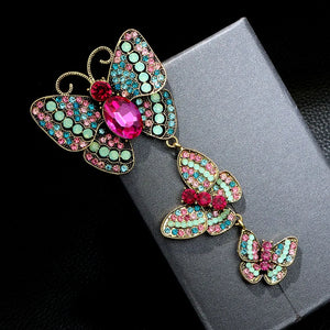 Vintage Three Butterflies Rhinestone Brooches Classic High Women Lady Gift