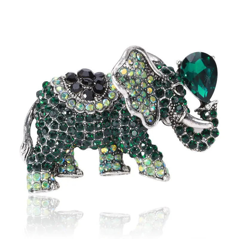 Elephant Rhinestone Brooch Pin for Women Men