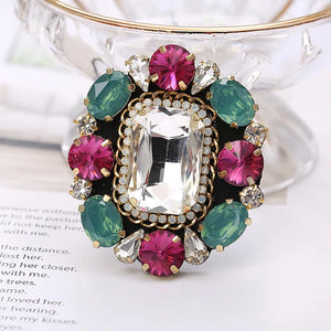 Baroque Cross Round Brooch Rhinestone Crystal Retro Badge Jewelry