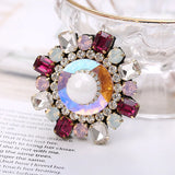 Baroque Cross Round Brooch Rhinestone Crystal Retro Badge Jewelry
