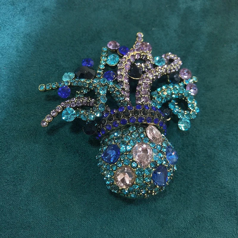 Vintage Crystal Octopus Brooch Rhinestone Sea Animal Pin
