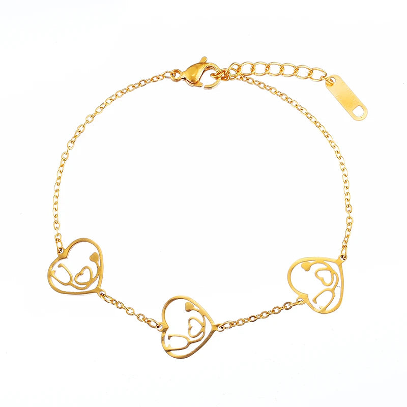 Adjustable Stethoscope Bracelet with 3 Heart Pendants - Nurse Doctor Jewelry