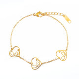 Adjustable Stethoscope Bracelet with 3 Heart Pendants - Nurse Doctor Jewelry