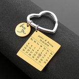 Personalized Love Text Engraved Birth Date Keychain