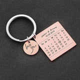 Personalized Love Text Engraved Birth Date Keychain