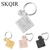 Personalized Love Text Engraved Birth Date Keychain