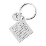 Personalized Love Text Engraved Birth Date Keychain