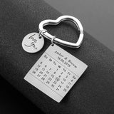 Personalized Love Text Engraved Birth Date Keychain