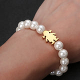 Couple Love Bracelets Pearl Chain Family Jewelry Bangle Berloque