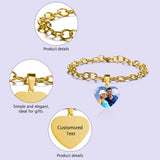 Personalized Photo Bracelet Engraved Name Date Stainless Steel Chain Bracelet