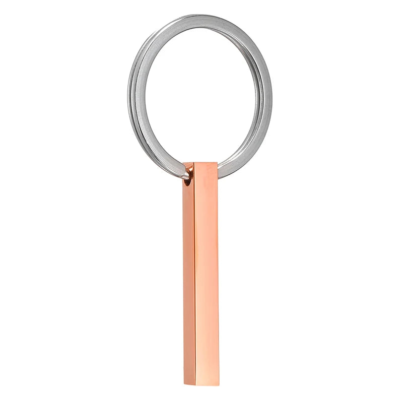 4 Sides Stainless Steel Keychain - Perfect Gift for Family - Sliver Rose