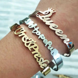 Personalized Name Letter Charm Bangle Adjustable Bracelet