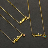 Customized Stainless Steel Name Charm Necklaces with Birthstone Crystal