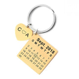 Personalized Engraved Calendar Keychain Name Date Tag Keyring