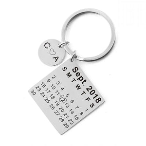 Personalized Engraved Calendar Keychain Name Date Tag Keyring