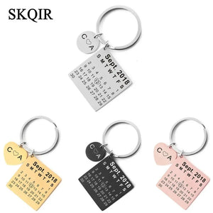 Personalized Engraved Calendar Keychain Name Date Tag Keyring