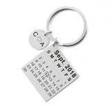 Personalized Engraved Calendar Keychain Name Date Tag Keyring