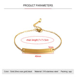 Personalized Name Bar Bracelets for Women Men Engraved Jewelry