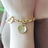 Personalized Name Heart Pendant Bracelet for Women