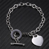 Personalized Name Heart Pendant Bracelet for Women