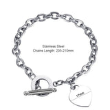 Personalized Name Heart Pendant Bracelet for Women