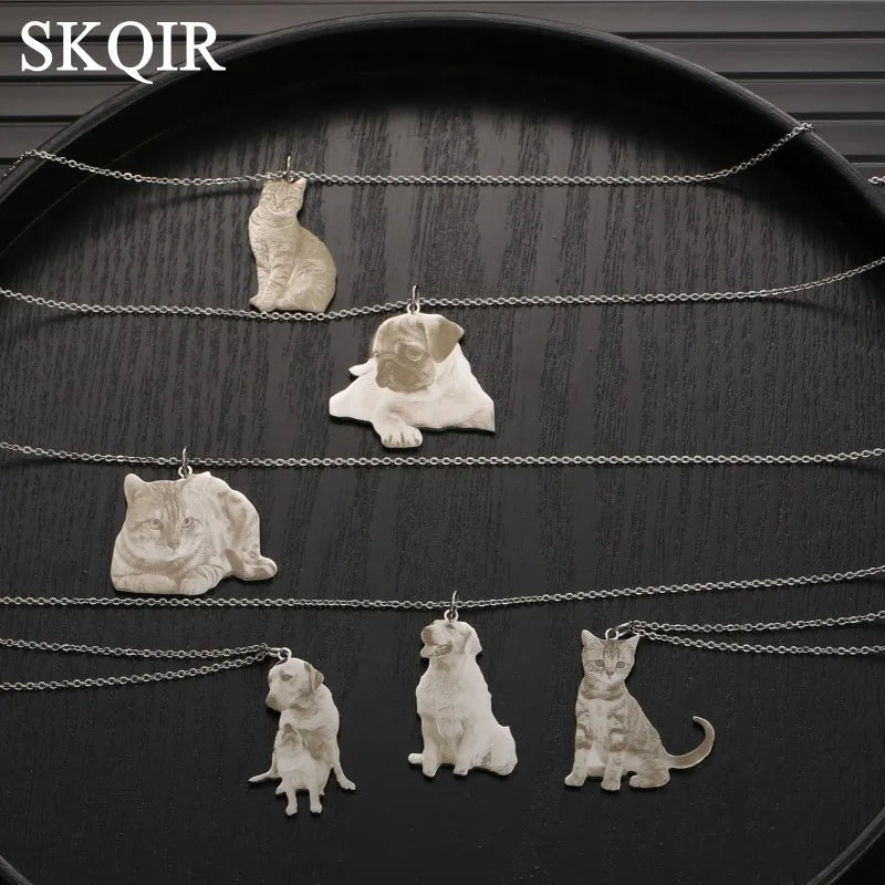 Custom Pet Photo Pendant Engraved Necklace Memorial Gift