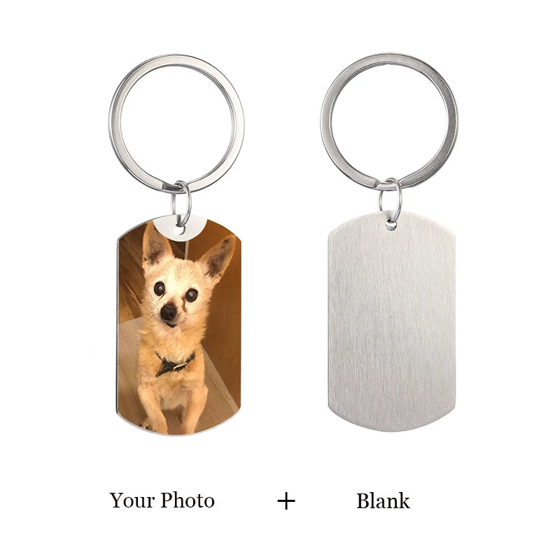 Personalized Photo Memory Solid Keychain Engraved Name Date Key Chain
