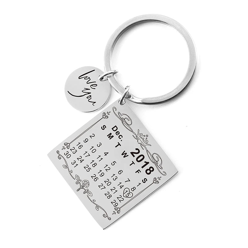 Custom Date Heart Tag Key Chain for Women