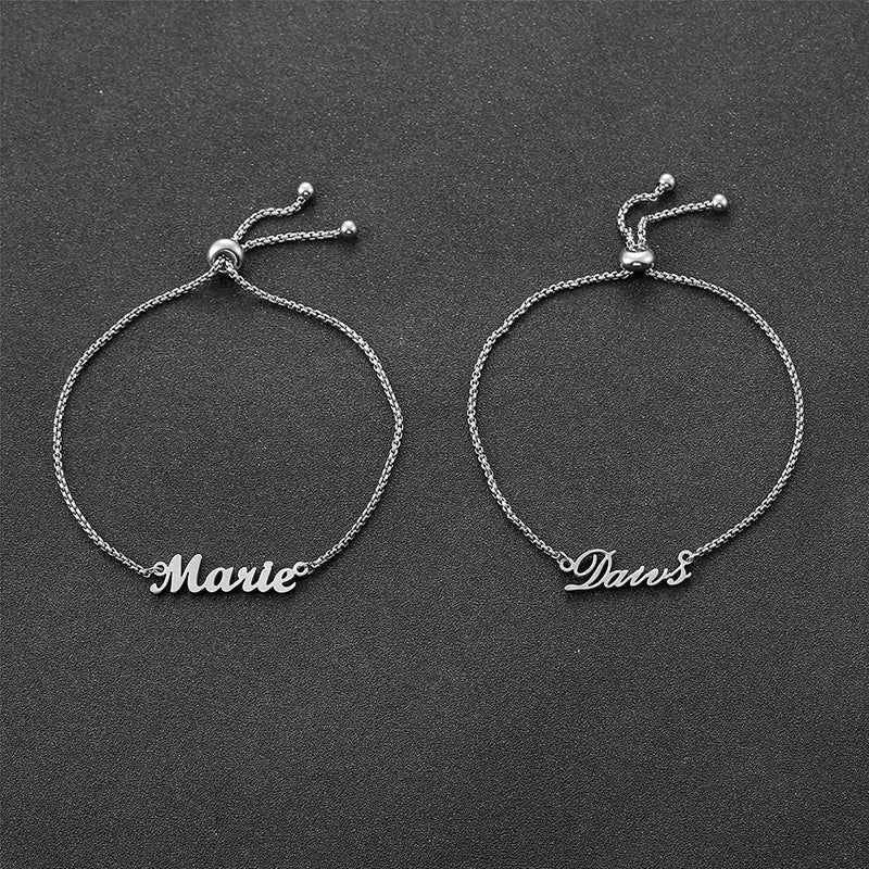 Personalized Arabic Letter Bracelet Pearl Chain Stainless Steel Women Jewelry