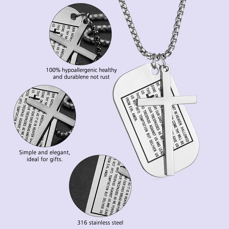 Custom Military Cross Pendant Necklace Stainless Steel