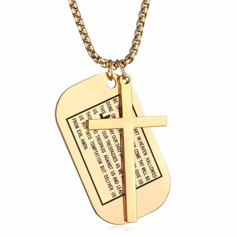 Custom Military Cross Pendant Necklace Stainless Steel