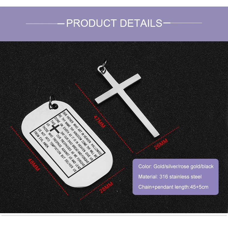 Custom Military Cross Pendant Necklace Stainless Steel