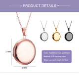 Custom Round Pendant Photo Necklace with Name in Album Box