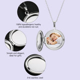 Custom Round Pendant Photo Necklace with Name in Album Box