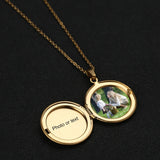 Custom Round Pendant Photo Necklace with Name in Album Box