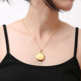 Custom Round Pendant Photo Necklace with Name in Album Box