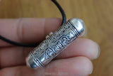Tibetan 925 Silver Prayer box Pendant Eight Auspicious Cylinder GAU Box