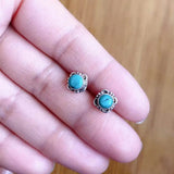 Tibetan 925 Silver Turquoise Mini Flower Women Earring