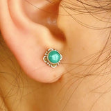 Tibetan 925 Silver Turquoise Mini Flower Women Earring