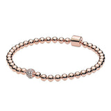 SL16 S925 Sterling Silver Bracelet Logo Bead Pave Bangle for Girls