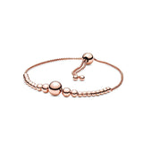 SL16 S925 Sterling Silver Logo Bead Pave Bangle Bracelet