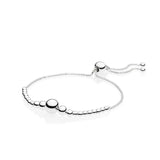 S925 Silver Bracelet Logo Bead Pave Bangle Gift for Girls Holiday Birthday