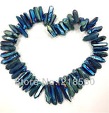 Rough Titanium Rainbow Green Quartz Crystal Briolettes 16 inch Strand
