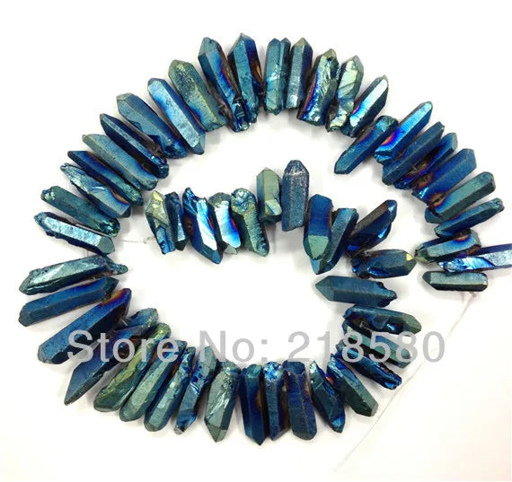 Rough Titanium Rainbow Green Quartz Crystal Briolettes 16 inch Strand