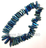 Rough Titanium Rainbow Green Quartz Crystal Briolettes 16 inch Strand