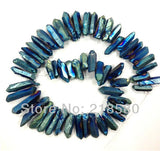 Rough Titanium Rainbow Green Quartz Crystal Briolettes 16 inch Strand