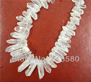 16" Crystal Quartz Point Spike Beads 15-45mm Long