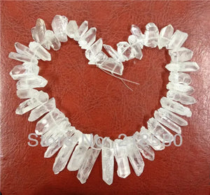 16" Crystal Quartz Point Spike Beads 15-45mm Long