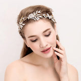 Alloy Flower Leaf Crystals Bridal Hairbands Wedding Headband