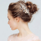 Alloy Rose Crystals Wedding Hair Clip Barrettes Bridal Headpiece
